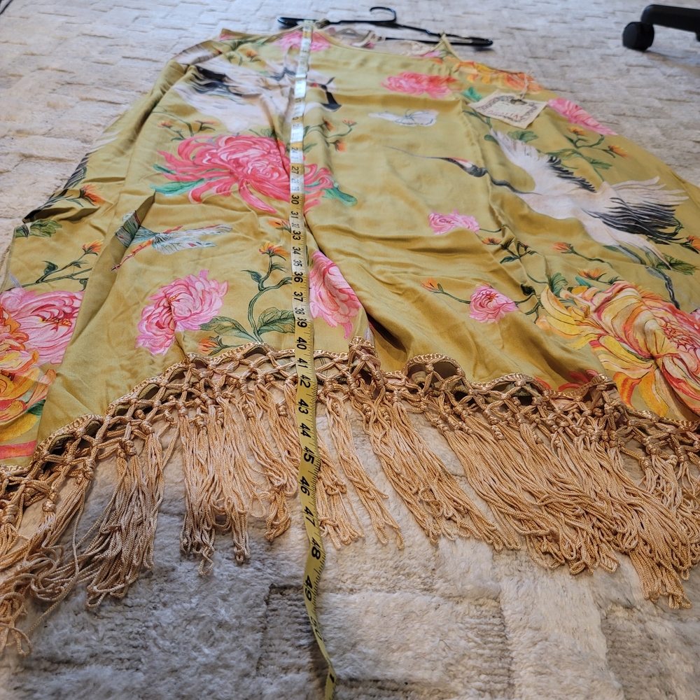 NWT ARATTA Legend of the Crane 100% Viscose Yellow Pink Floral Size XL - Picture 10 of 10